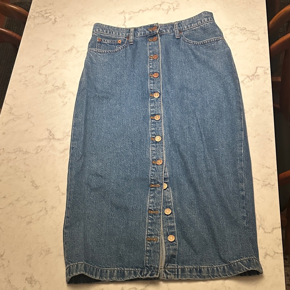 Madewell Denim Button-Front Midi Skirt - Blue